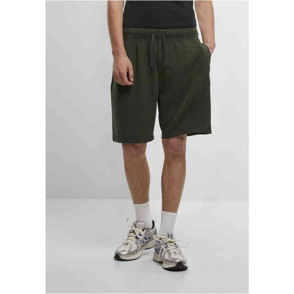 Urban Classics - Acid Washed Musselin Shorts - Olive green